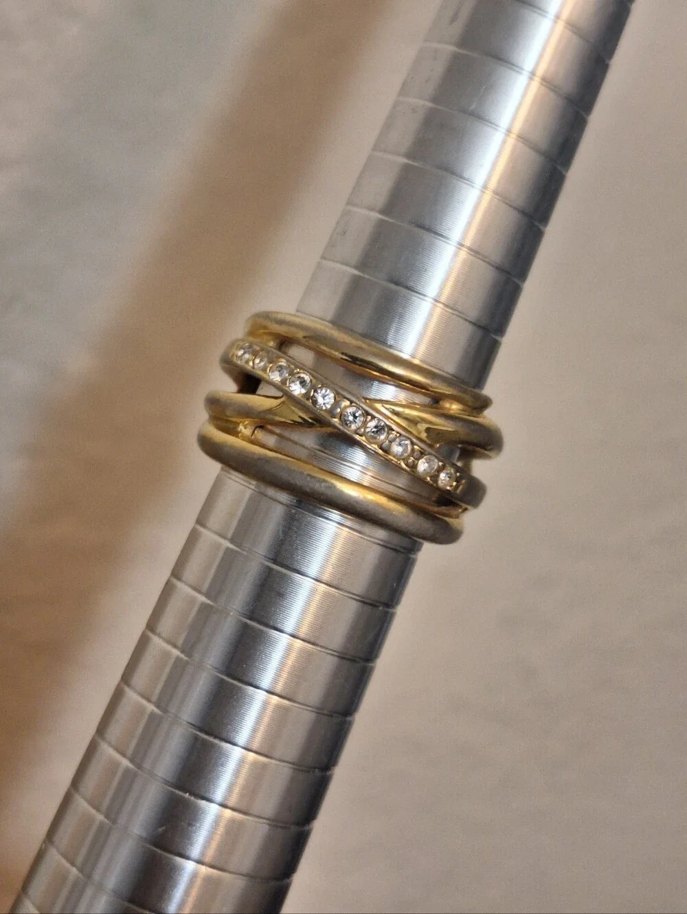 Gold Tone Crossover Ring